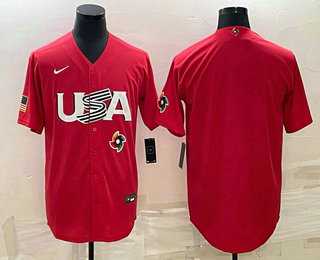 Men%27s USA Baseball Blank 2023 Red World Classic Stitched Jersey->2023 world baseball classic->MLB Jersey